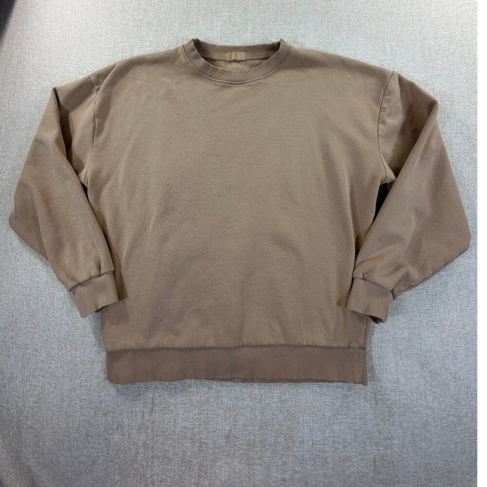 Nuuds Women's Medium Tan Long Sleeve Pullover Sweatshirt Casual Lounge Top Cozy